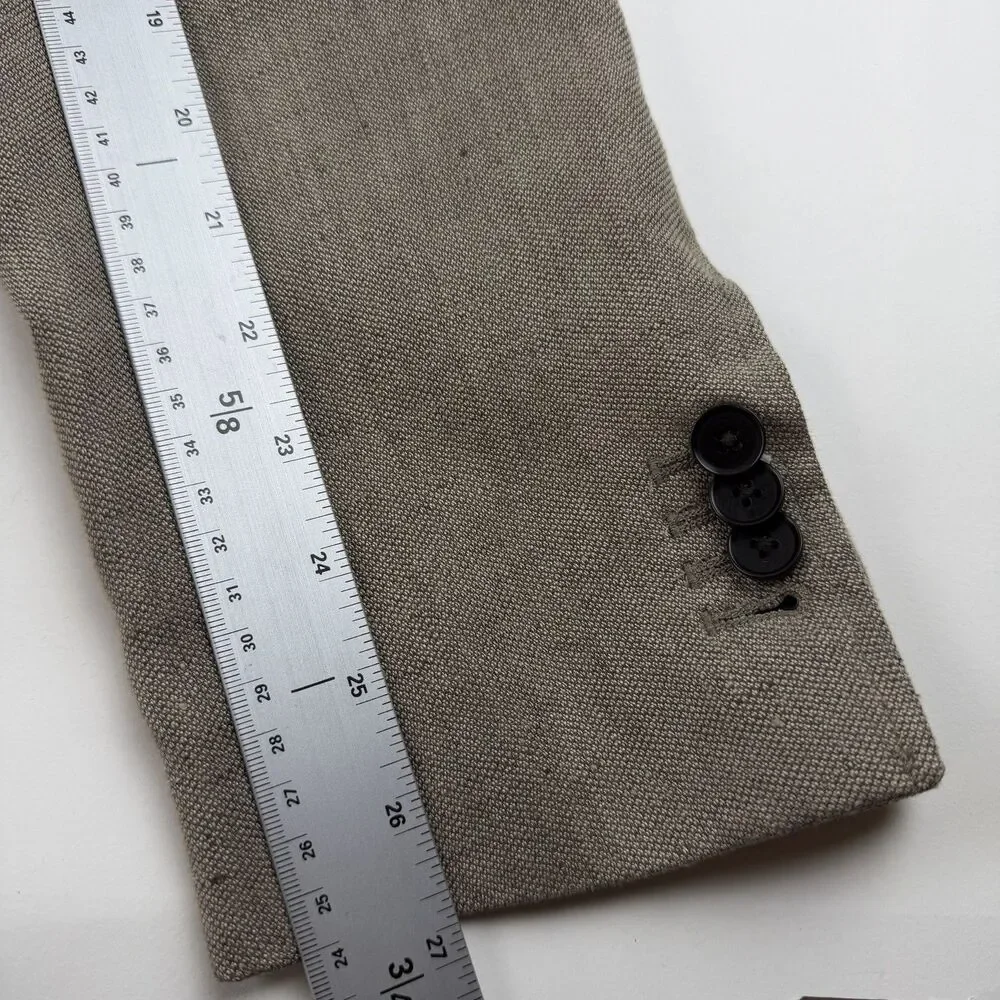 Banana Republic Mens 40L Linen Sportcoat Beige Khaki Tailored Fit Surgeon Cuffs